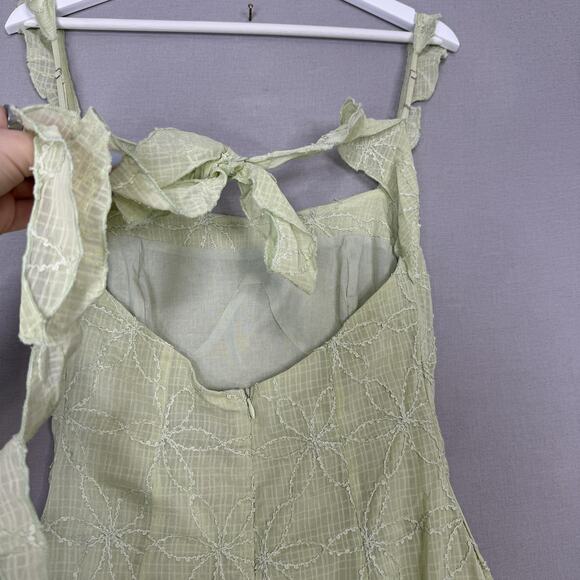 Princess Polly Burner Maxi Dress Women 4 Green Tie Back Floral Embroidered Fairy - Picture 10 of 16